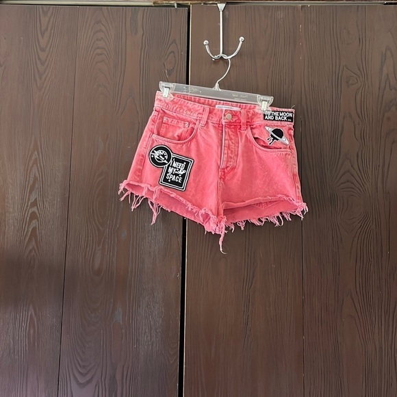 Trafaluc Denim Makers Zara Pants - Trafaluc Denim Makers washed orangish red short shorts. With emblems. Size 4